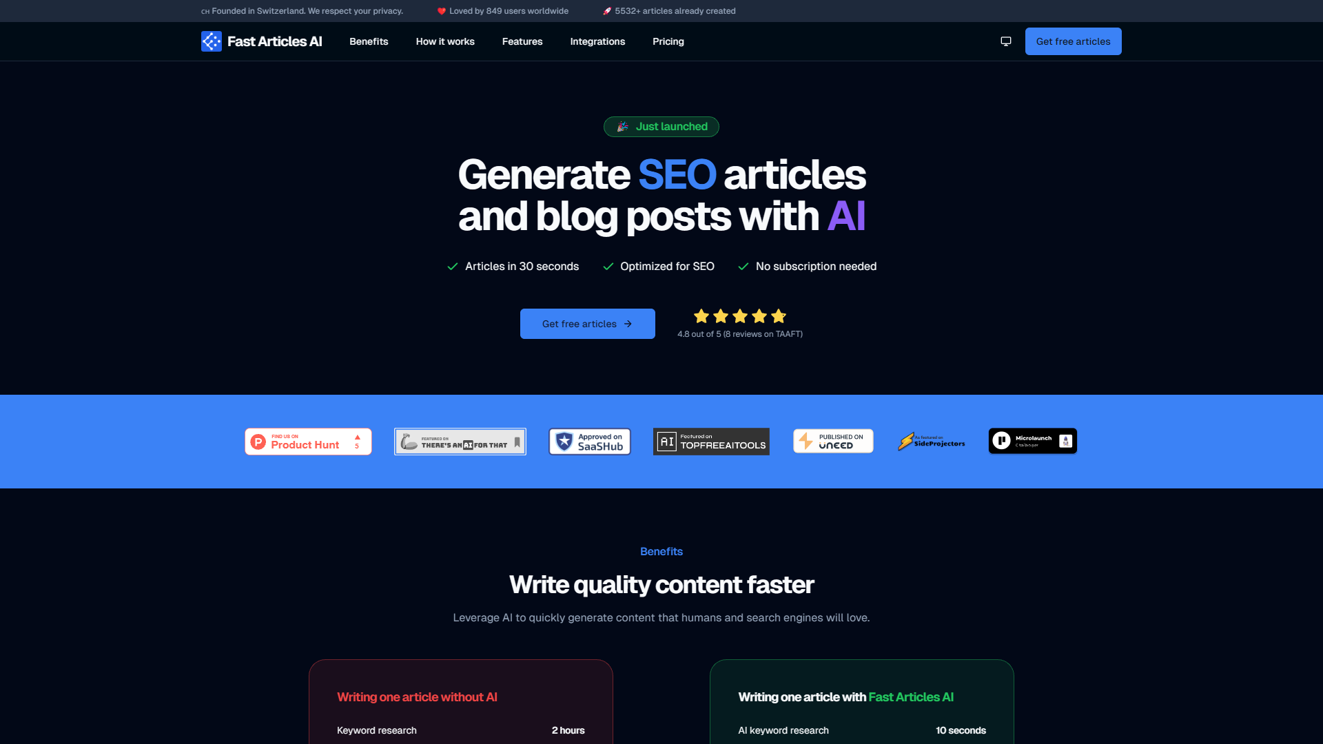 Fast Articles AI screenshot