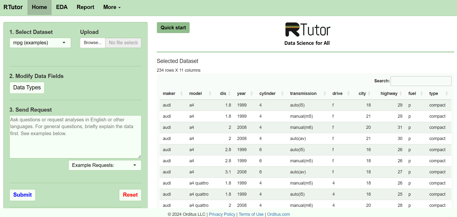 RTutor screenshot