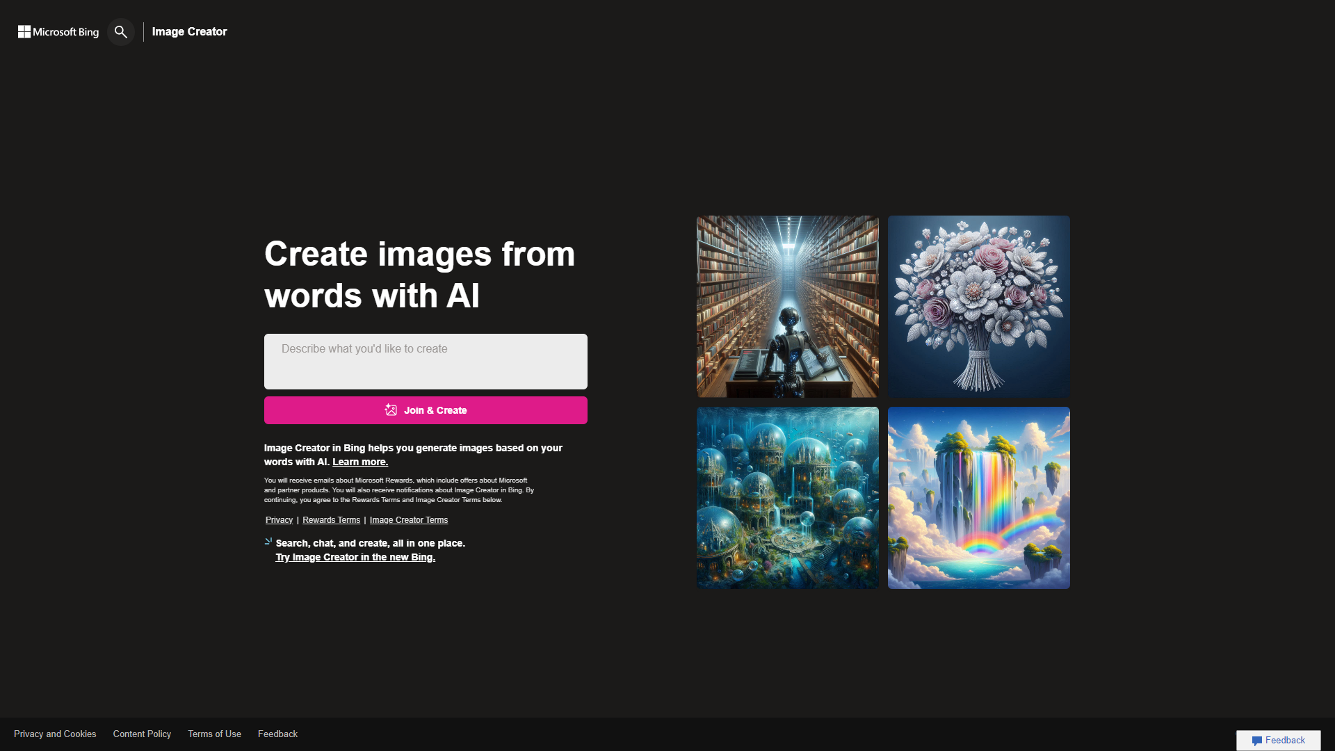 Microsoft Bing Image Creator screenshot