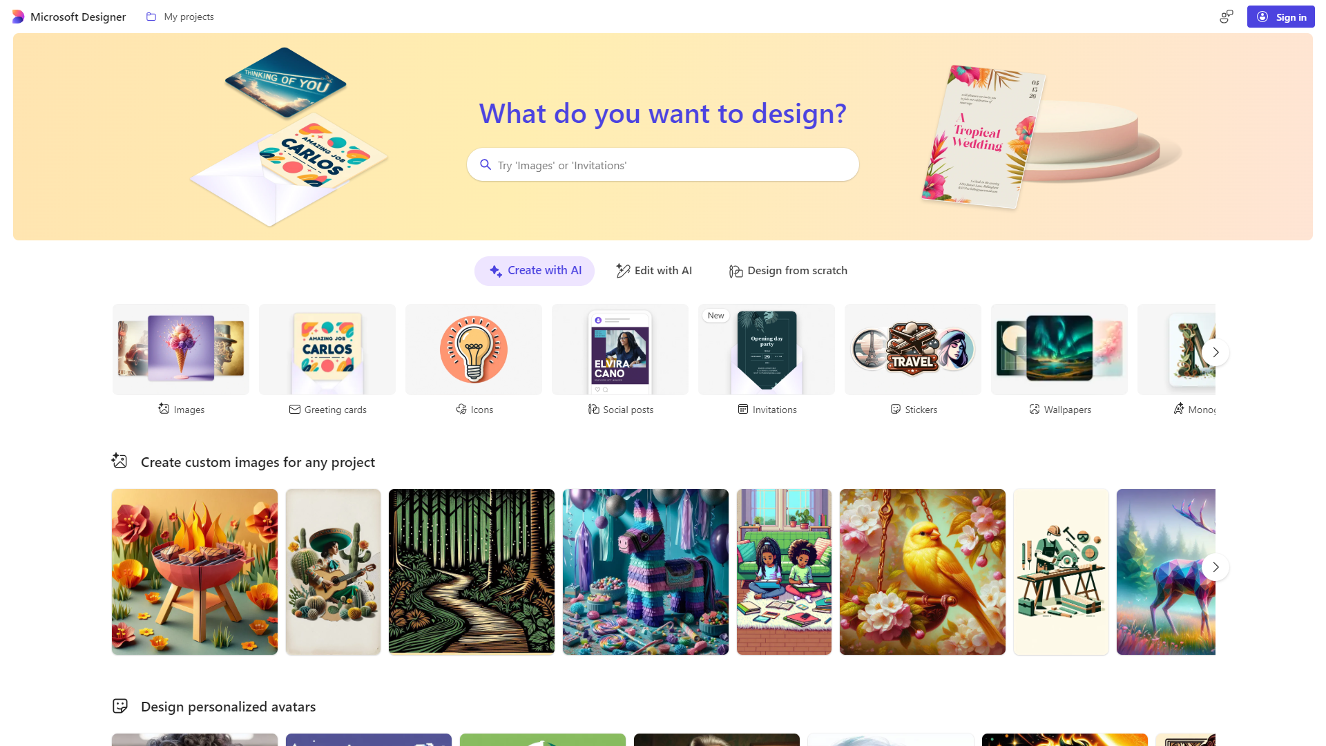 Microsoft Designer screenshot