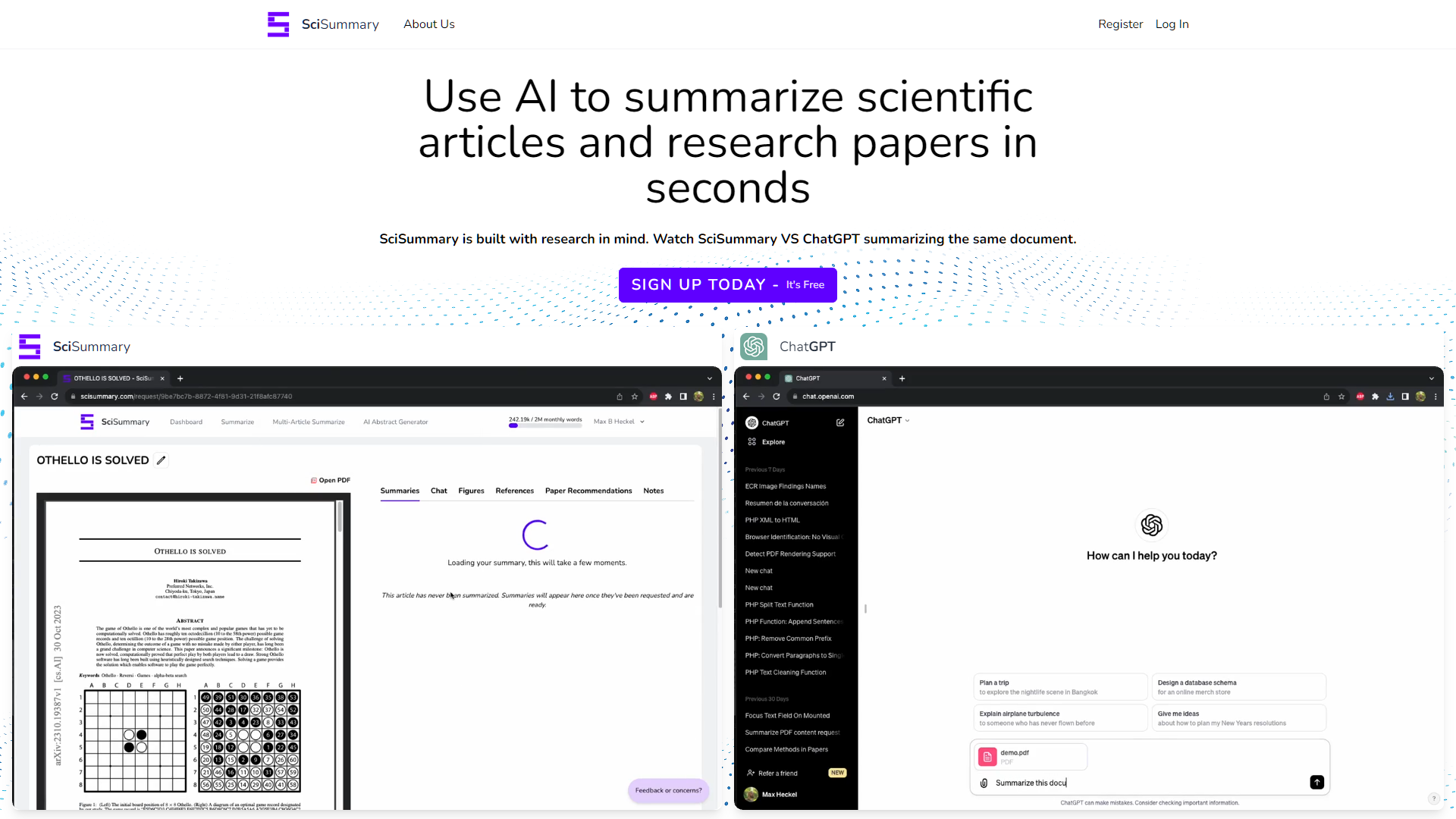 SciSummary screenshot