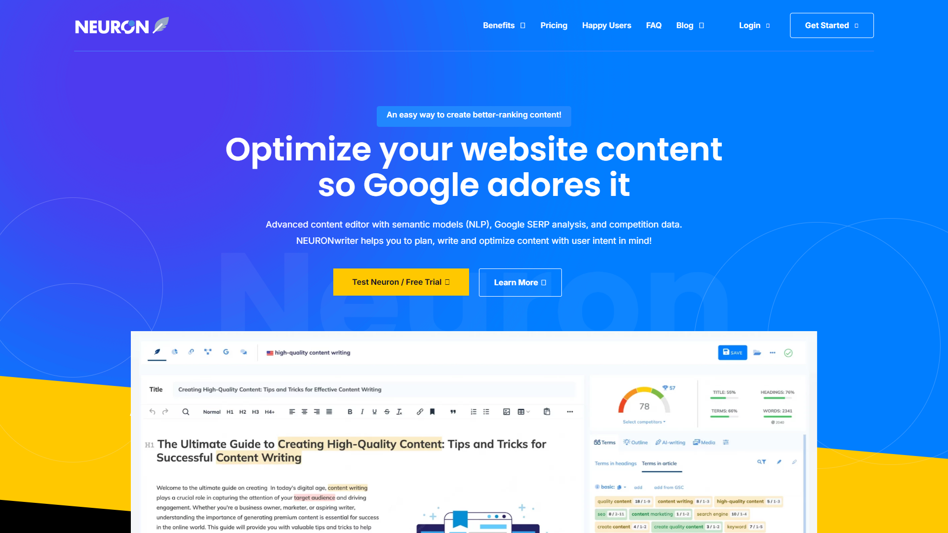 NeuronWriter screenshot