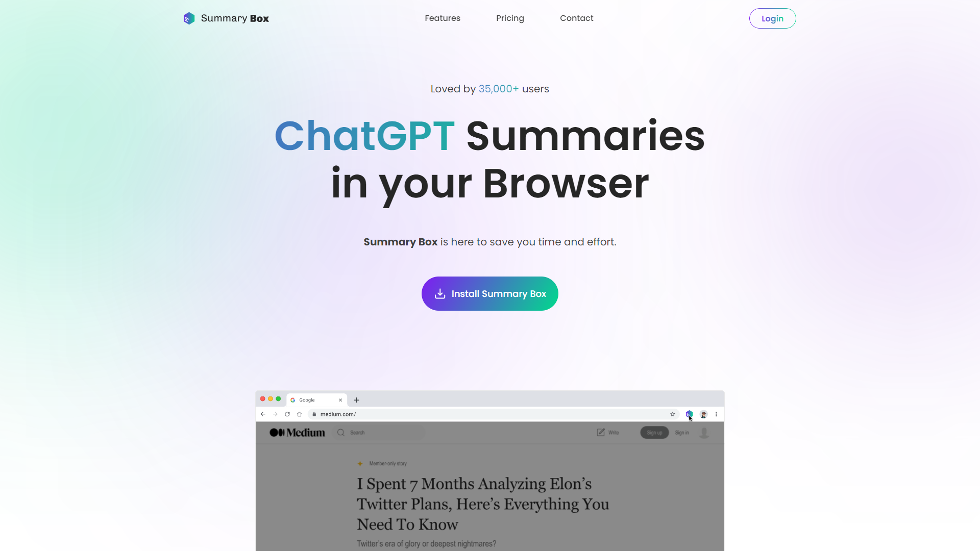 Summary Box screenshot