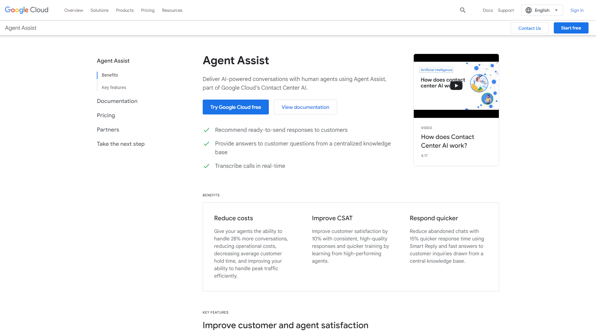 Google Cloud Agent Assist screenshot