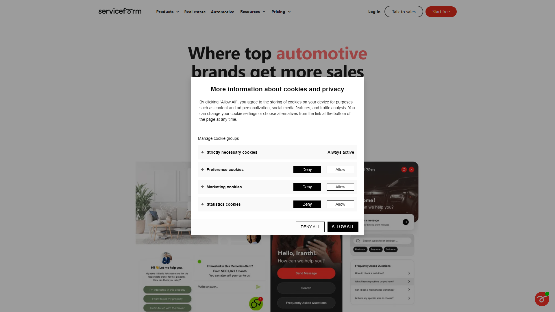 Serviceform screenshot