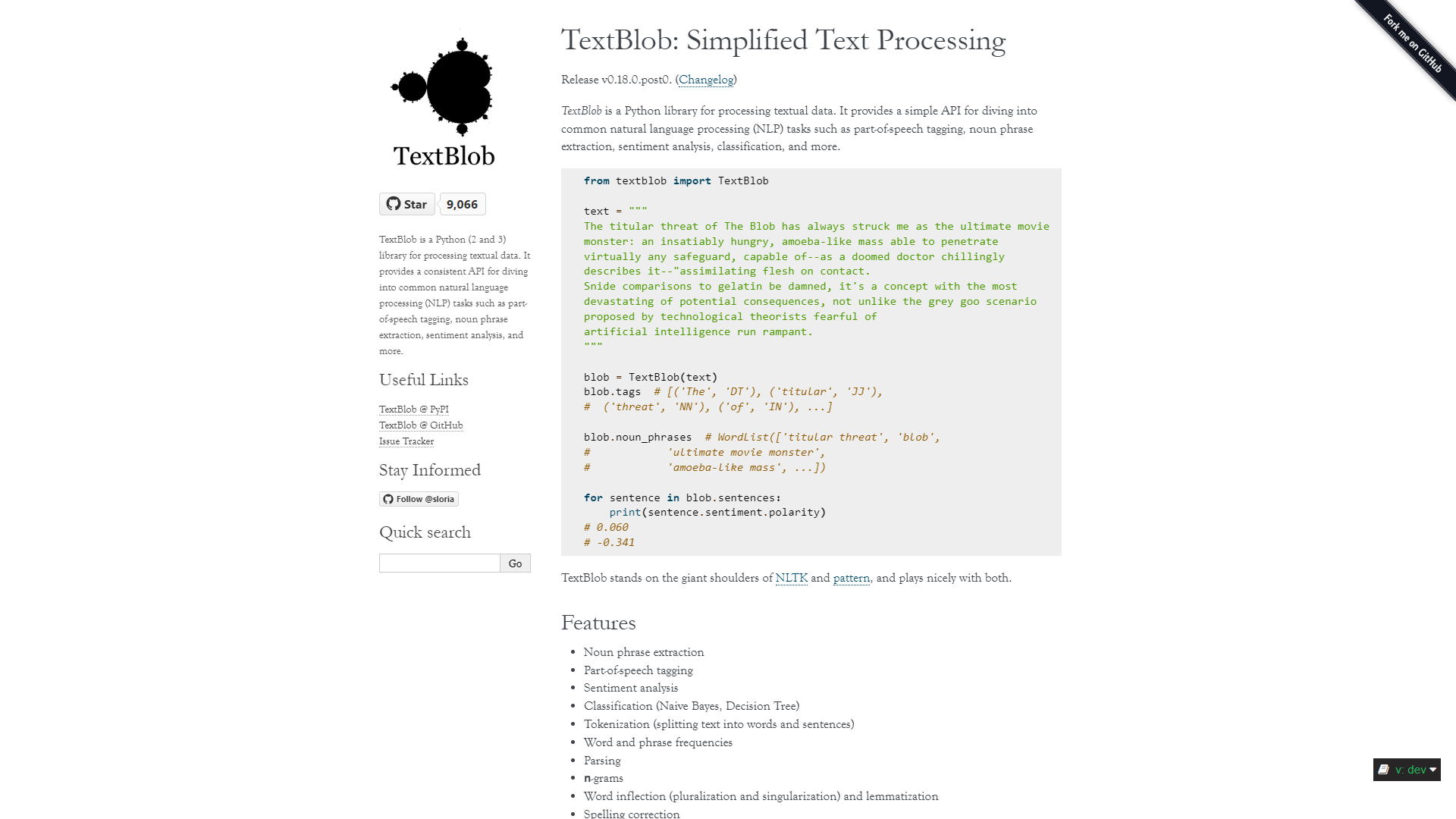 TextBlob screenshot