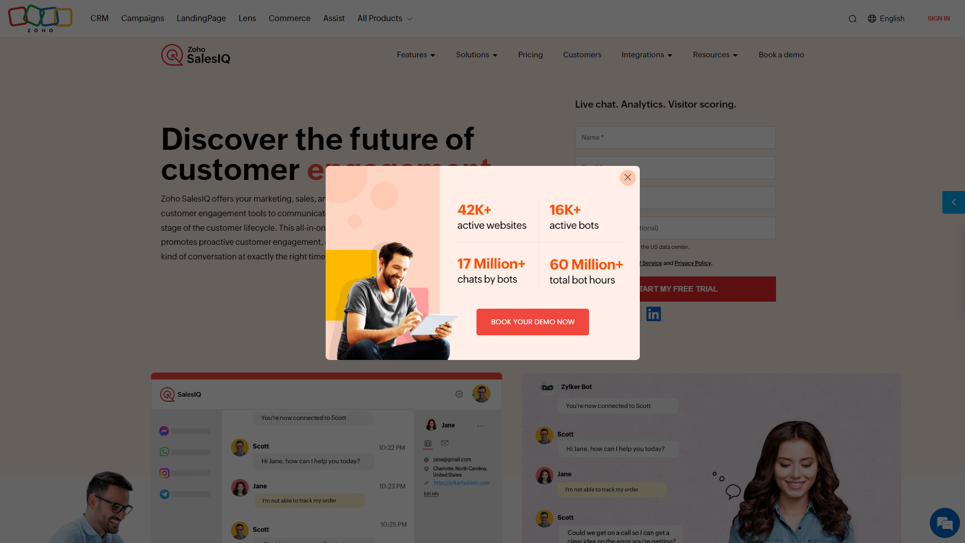 Zoho SalesIQ screenshot