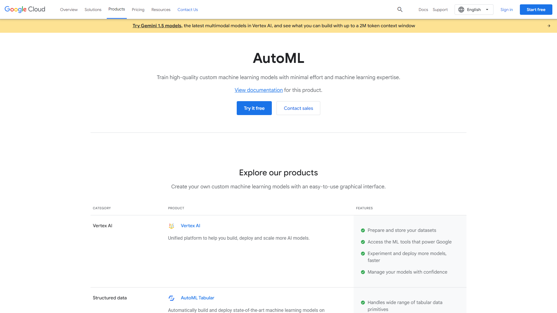Google Cloud AutoML screenshot