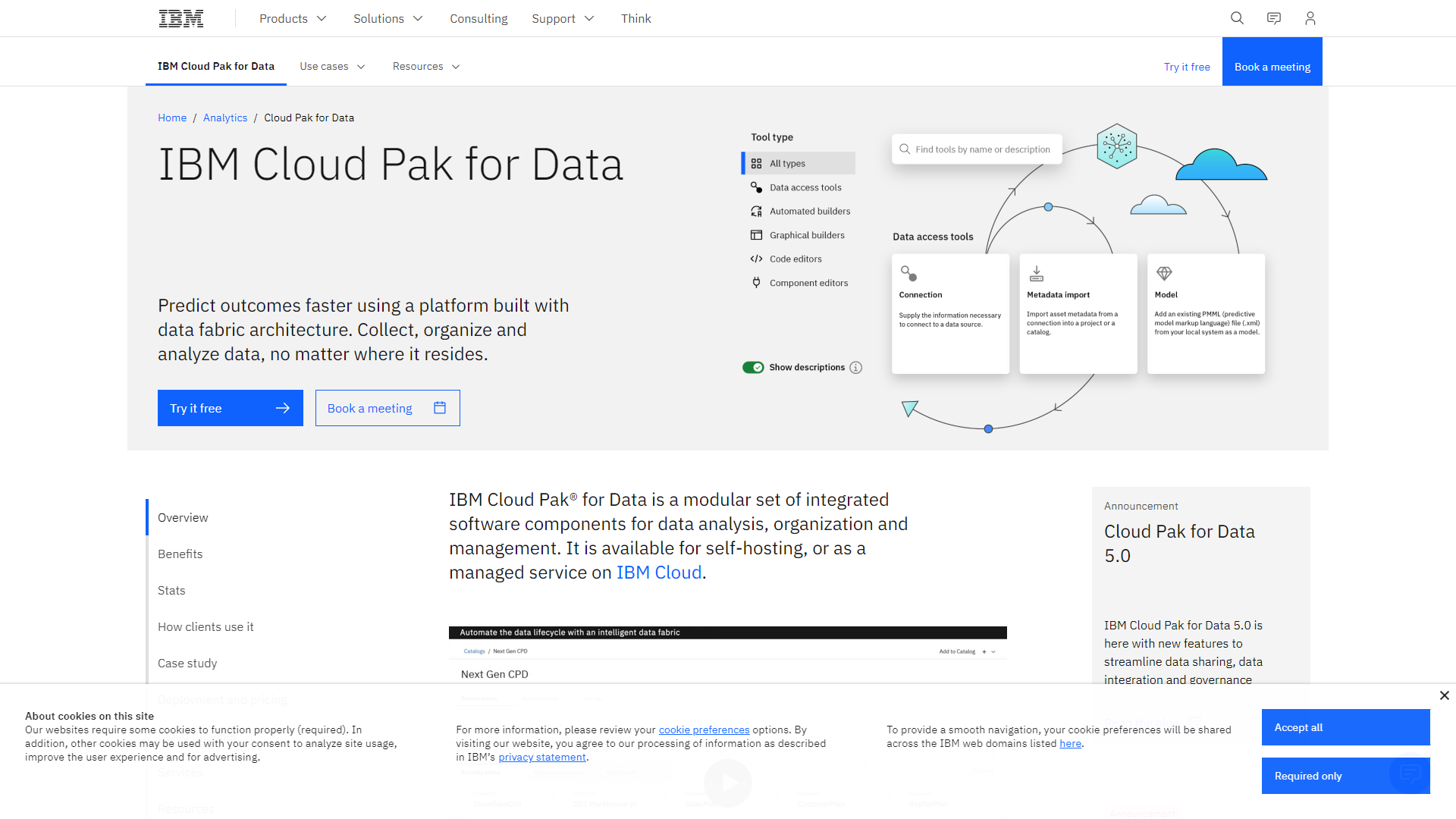 IBM Cloud Pak for Data screenshot