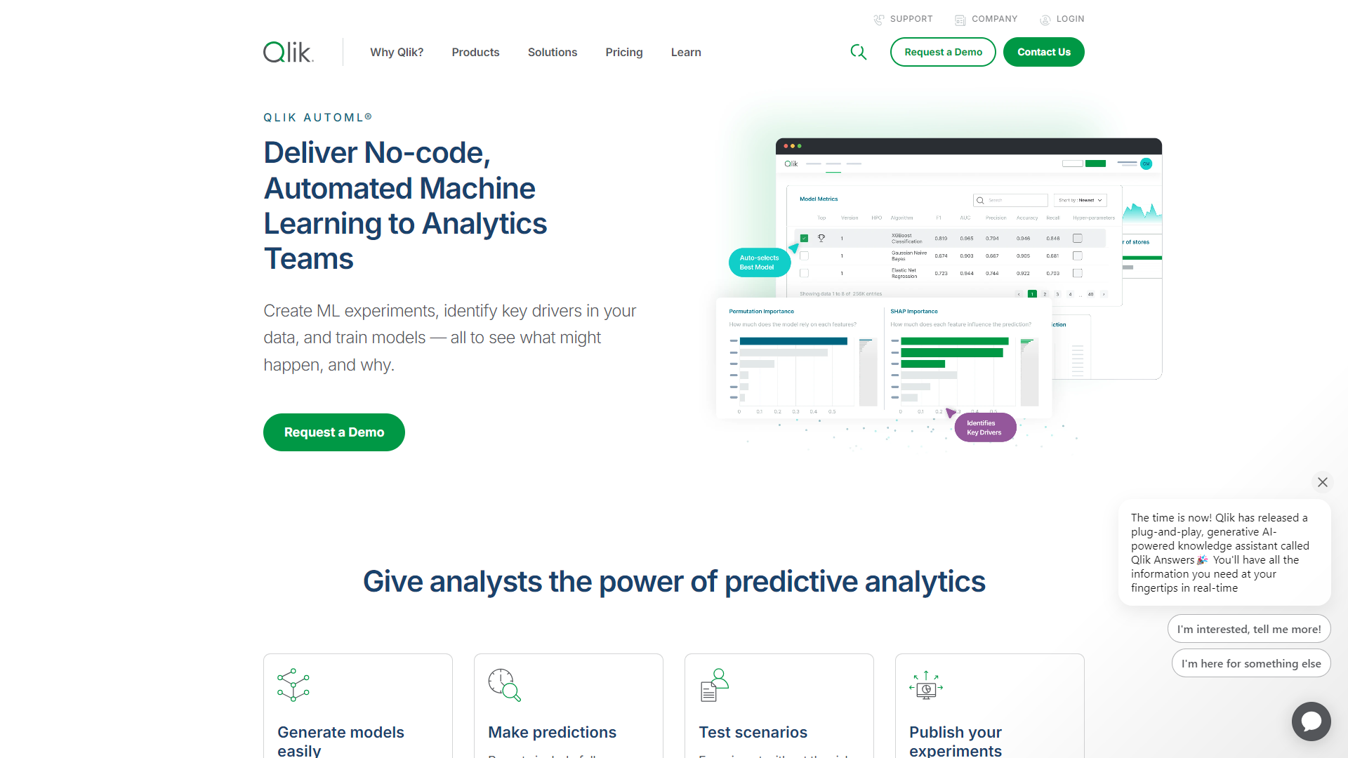 Qlik AutoML screenshot