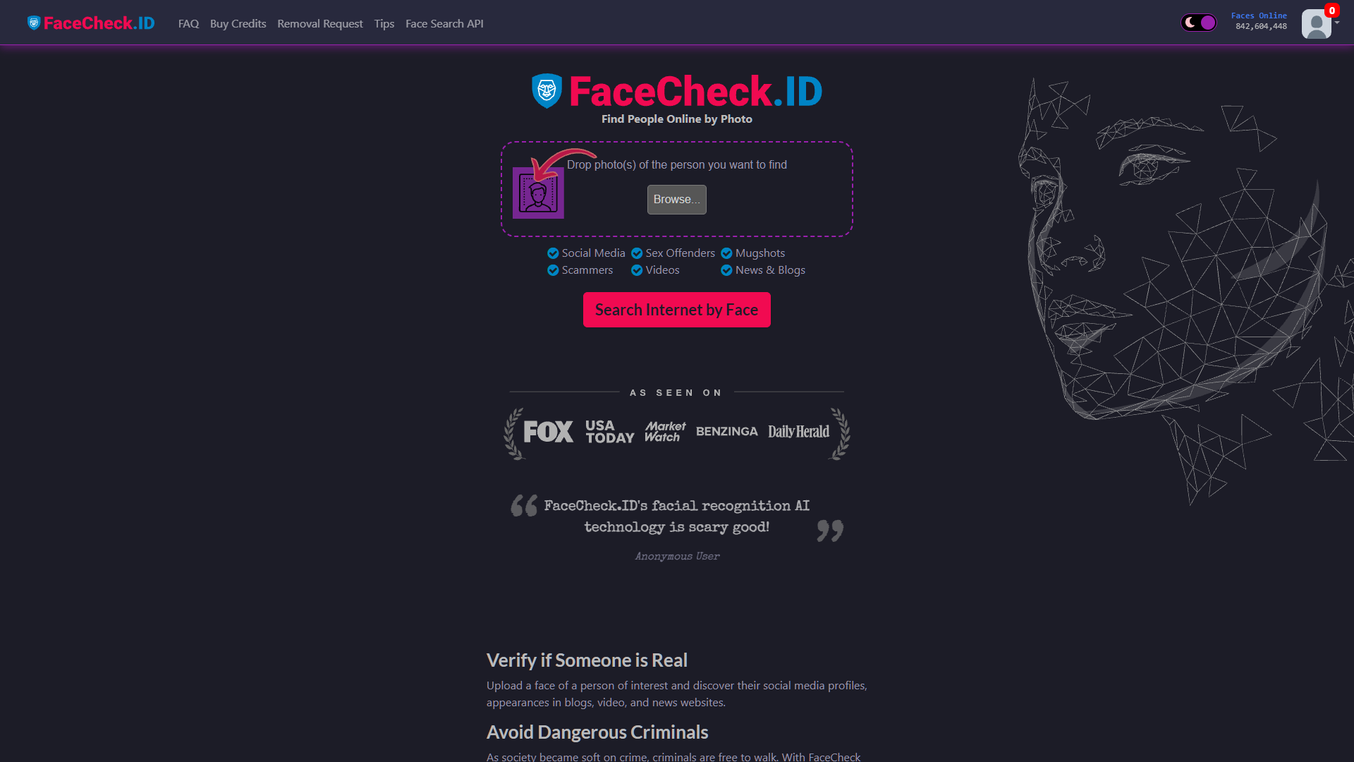 FaceCheck ID screenshot