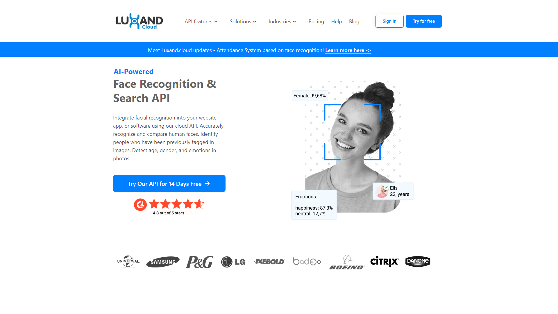 Luxand cloud screenshot