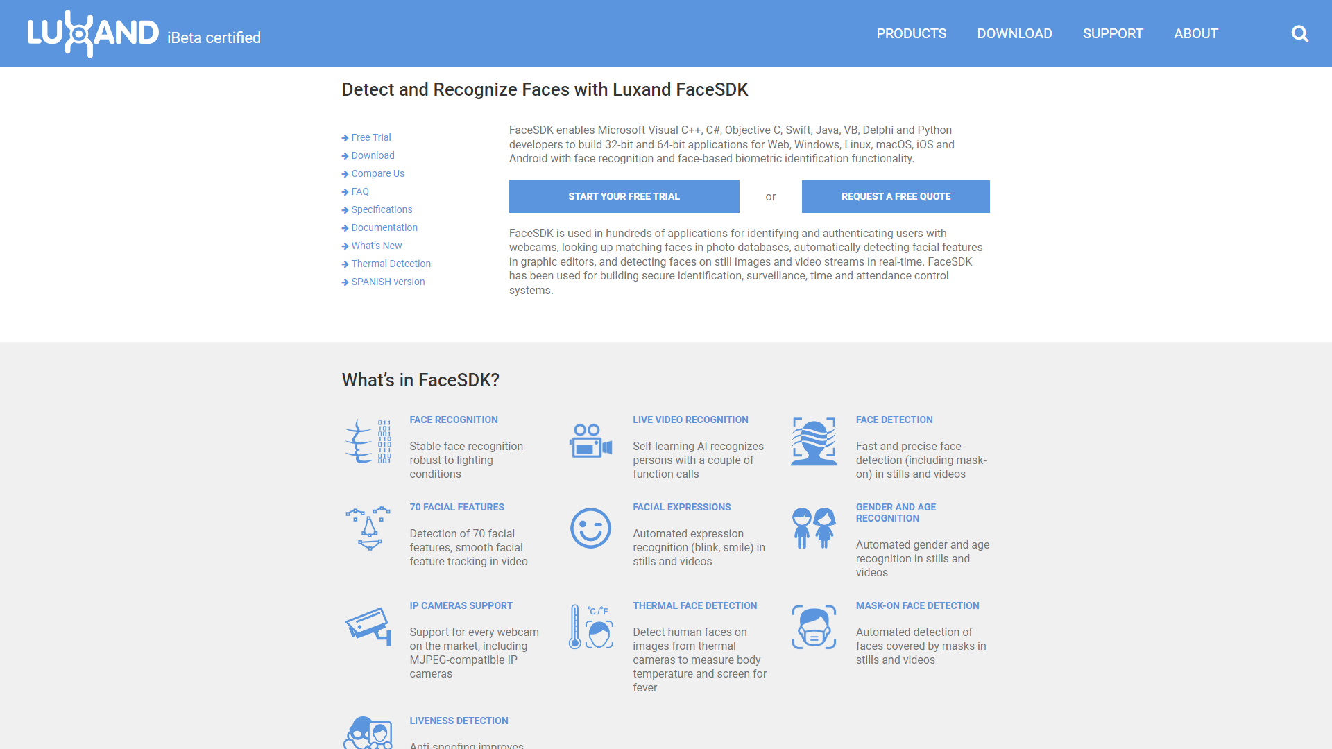 Luxand FaceSDK screenshot