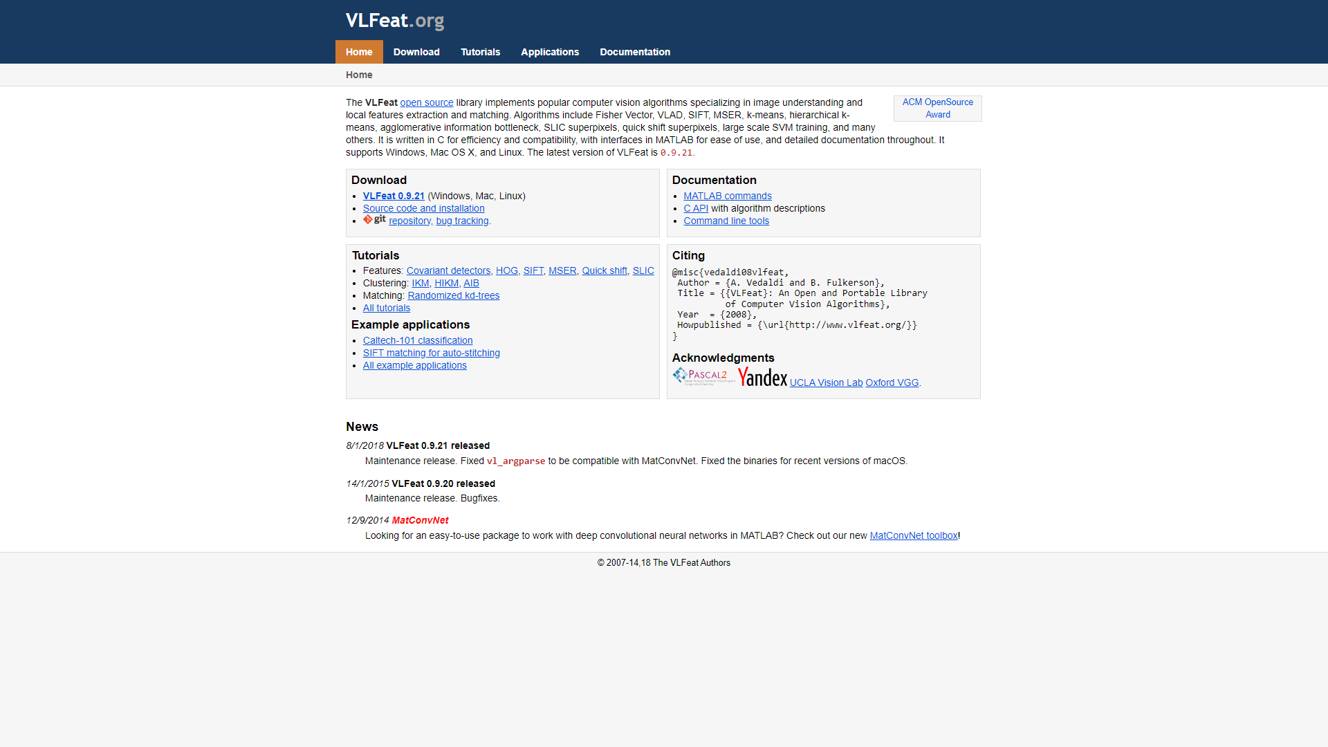 VLFeat screenshot