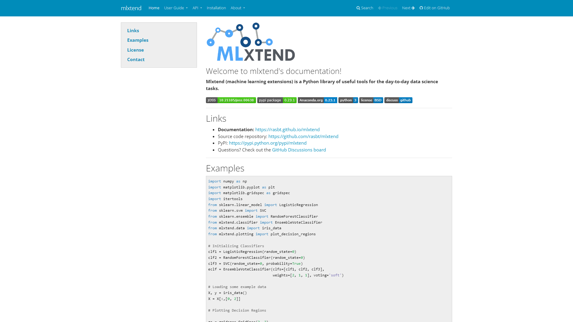 Mlxtend screenshot