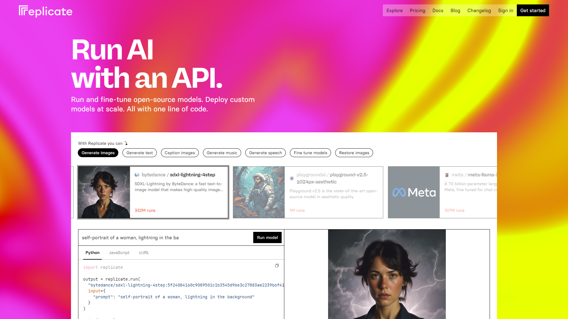 Replicate screenshot