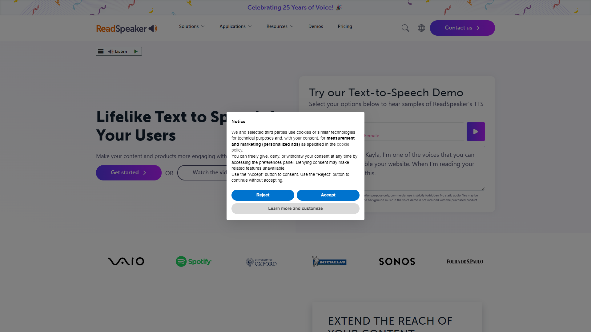 Readspeaker screenshot