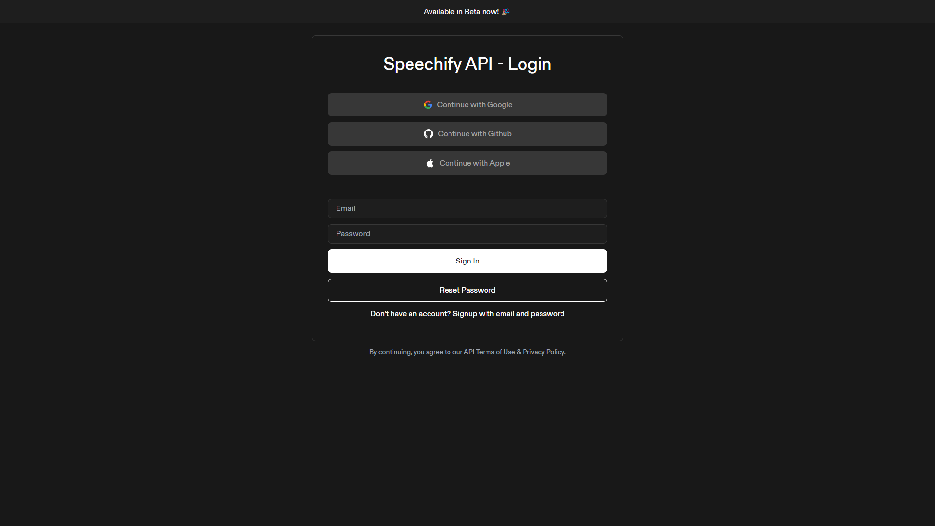 Speechify API screenshot