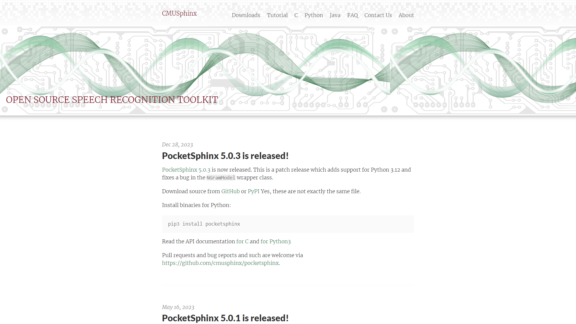 CMU Sphinx screenshot