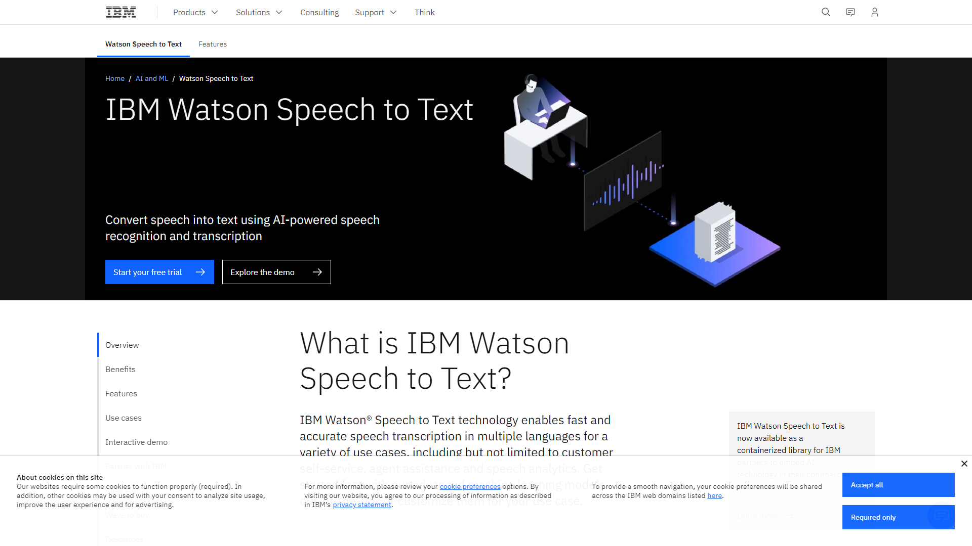 IBM Watson Speech to Text screenshot