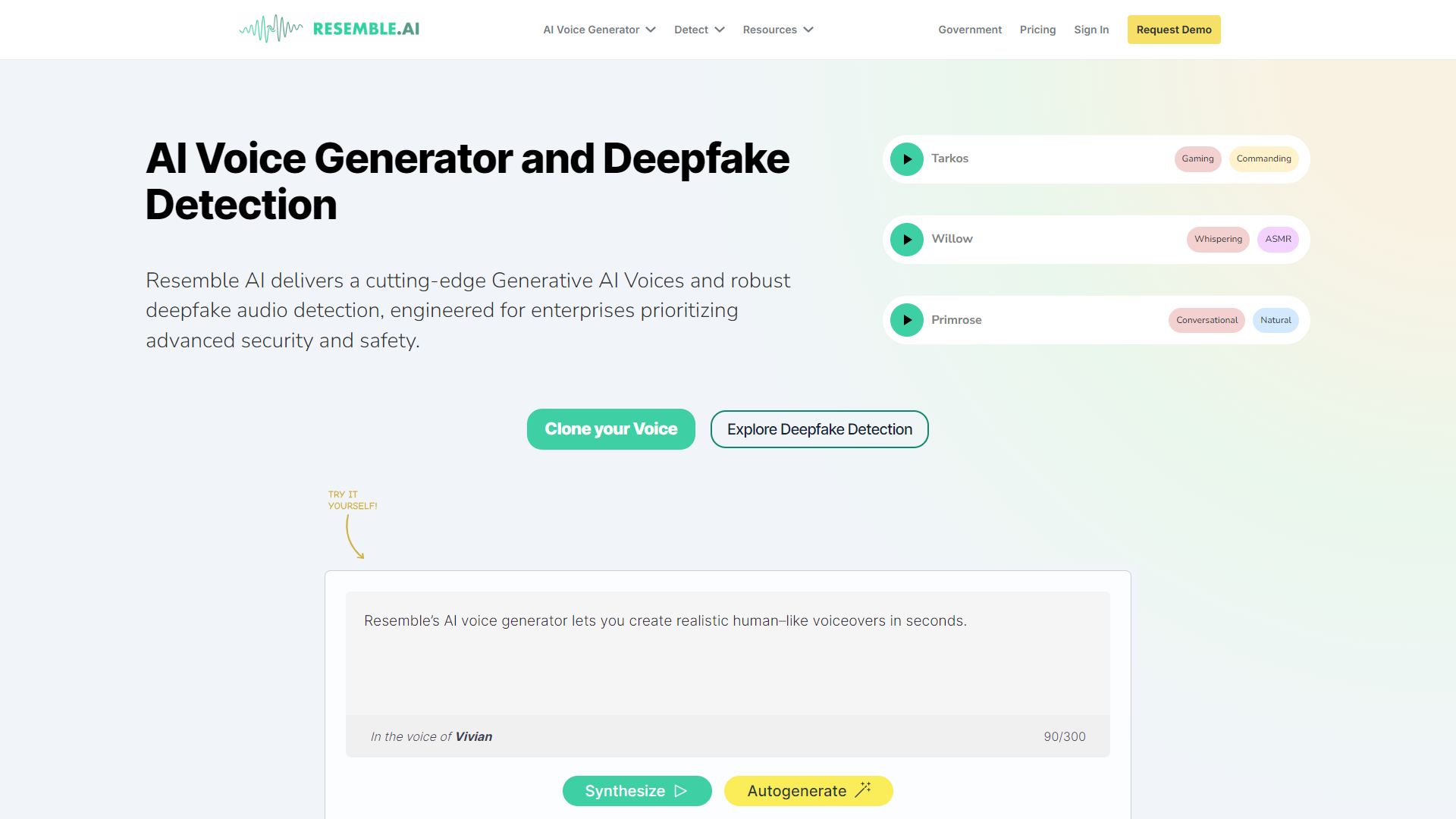 Resemble AI screenshot